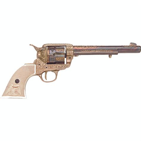 Old West Replica Gold Engraved Revolver Non Firing Gun Collectors