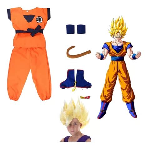 Disfraz Goku Dragon Ball Con Peluca Niños Cuotas Sin Interés
