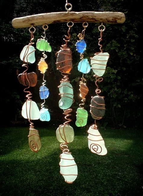 47 Beautiful Beaded Wind Chime To Add Sparkle To The Garden Godiygo Sea Glass Crafts