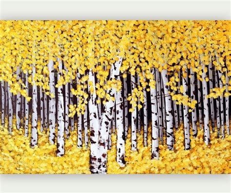 Birch Tree Print Giclee Print Yellow Birch Painting Aspen