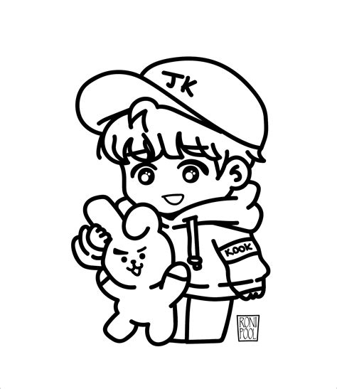 Bts Fanart Bt21 Cooky And Jungkook Chibi Coloring Page Coloringbay