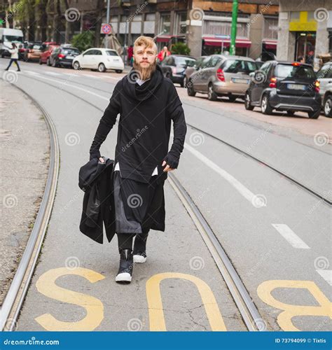 Stylish Bearded Man Posing In The Street Stock Image Image Of Fashion