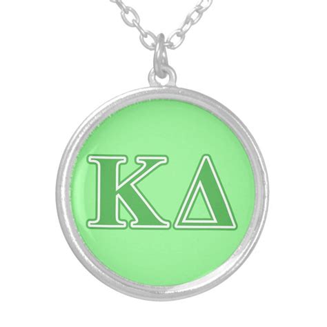 Kappa Delta Green Letters Silver Plated Necklace Silver