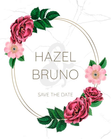 Wedding Invitation With Floral Frame Design Vector Download Free