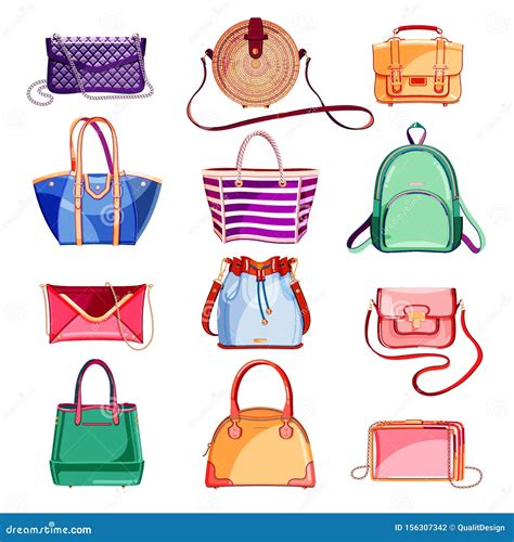 Female Fashion Elegant Bags And Purse Icons And Design Elements Set