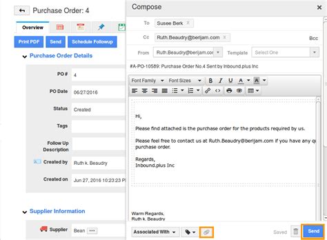 Purchase Order Email Sample