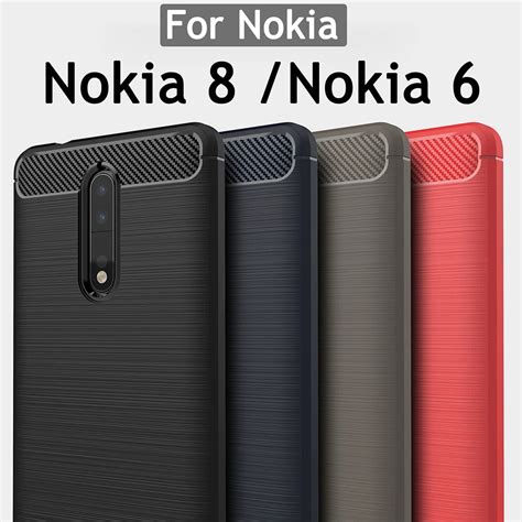 Case For Nokia 9 Cover Case Silicone Rubber Carbon Fiber Back Phone