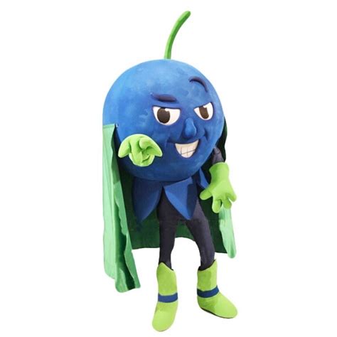 Blueberry With Green Cape Mascot Costume