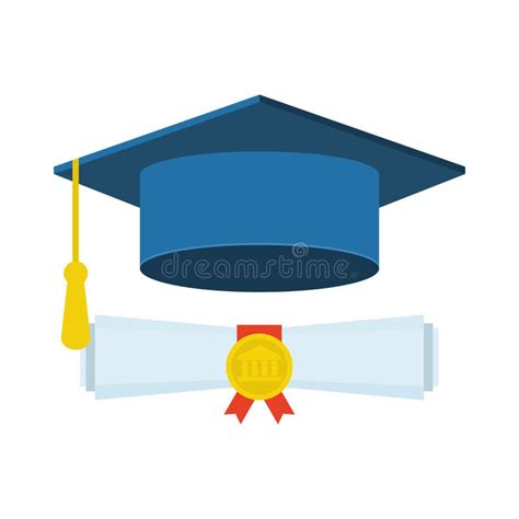 Graduation Cap And Diploma Flat Icon On White Background Stock Vector