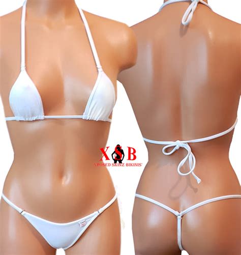 Xposed Skinz Bikinis X100 Vixen G String Micro Bikini Thong White
