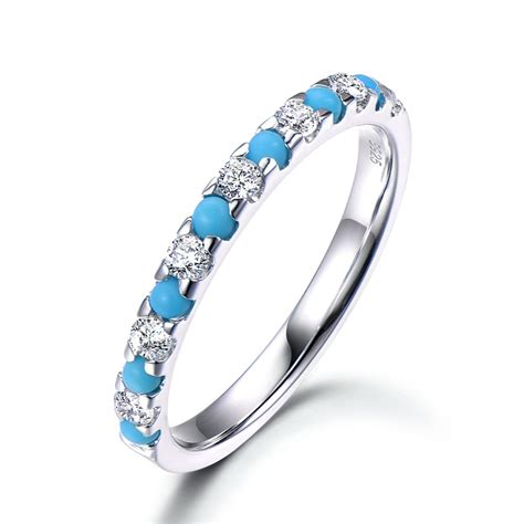 Turquoise Wedding Ring Half Eternity Band Turquoise Wedding Rings