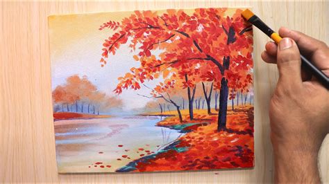 Acrylic Painting Of Spring Season Landscape Painting With