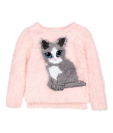So lucky to unbox kitty. Fluffy Sweater | Light pink/cat | KIDS | H&M US | Детская ...