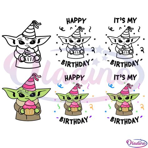 Baby Yoda Birthday Bundle Svg Design Its My Birthday Baby Yoda Svg