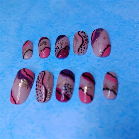 24K Glam: Purple Flower Nude Pink Press-On Nails