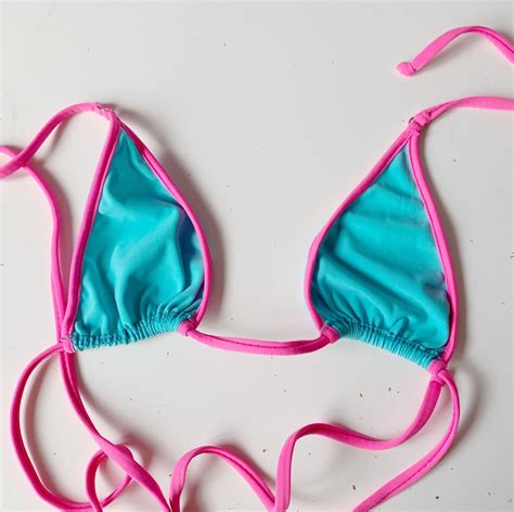 hot pink and aqua blue itty bitty titty bikini top contrast etsy