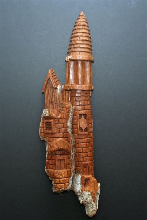 Whimsical Castle Carving by William Rogers | Whimsical carvings, Whimsical cottage, Wood bark