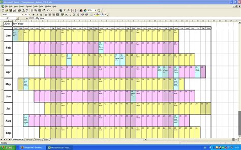 Annual Calendar Planner Excel Spreadsheet Template Calendar Design