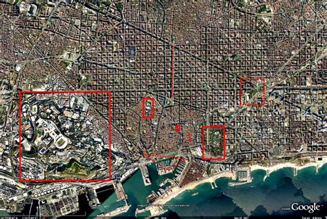 Google maps is the ultimate tool for satellite maps. | Barcelona, polycentric model. Background satellite image ...