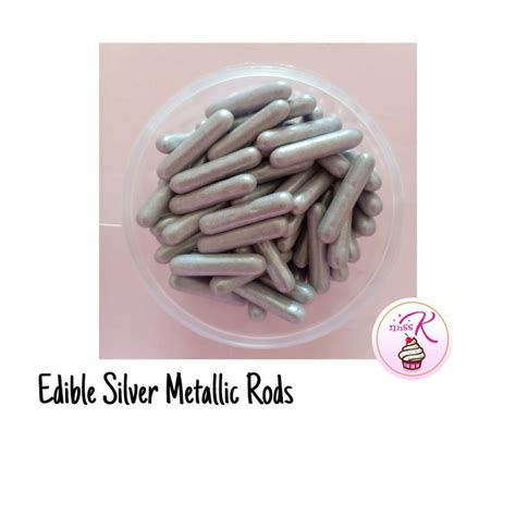 Edible Sprinkles Silver Metallic Rods Candies 50g Lazada Ph