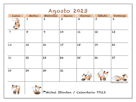 Calendario Agosto De 2023 Para Imprimir “502ld” Michel Zbinden Pe