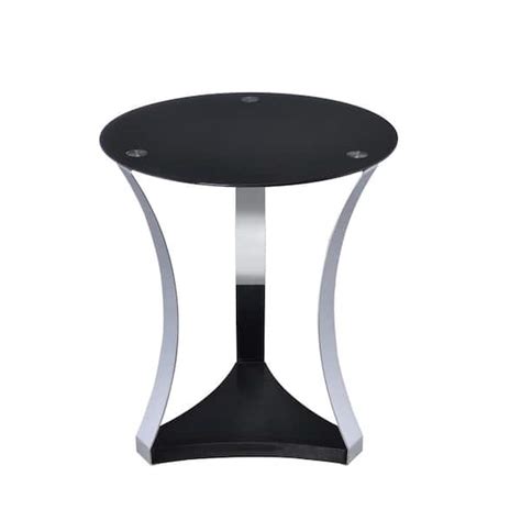 acme furniture geiger rose gold and black glass top end table 81917 the home depot