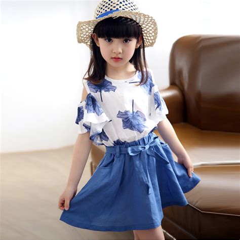Summer Kids Girls Clothing Sets 2016 Cute Princess Maple Leaf Print T