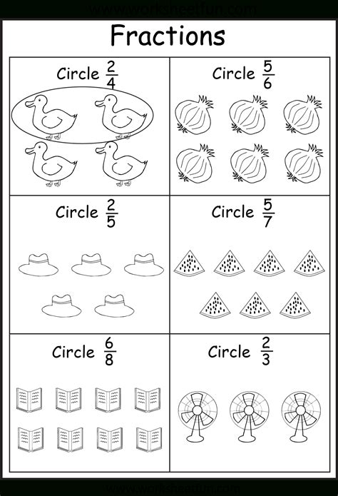 Fraction Worksheets For 1st Graders