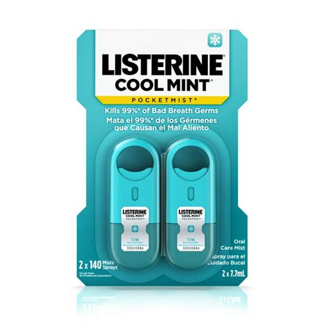 listerine pocketmist cool mint oral care mist to get rid of bad breath 2 pack
