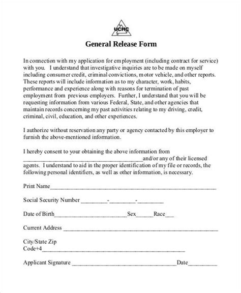 Employee Release Form Template