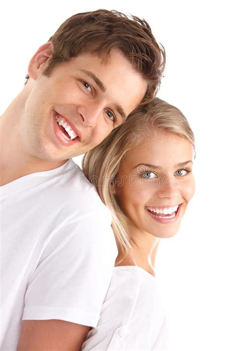 Young Couple In Love Happy Smiling Couple In Love Over White Background Affiliate Love