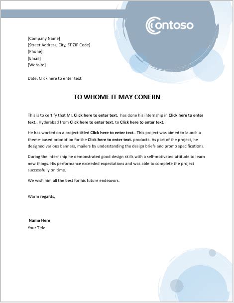 Internship Certificate Template 6 Free Samples Word Templates For