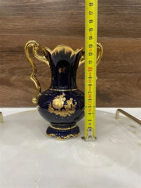 Limoges Porcelain Vase blue cobalt & 22k gold | Etsy