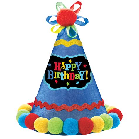 Party Cone Hat Birthday Brights Paper Fabric Height 209 C Amscan