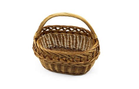 874 Brown Wicker Basket Top View Isolated White Background Stock Photos