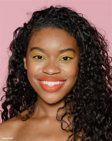 Happy Black Woman Wearing Yellow Eye Shadow Premium Image By Rawpixel