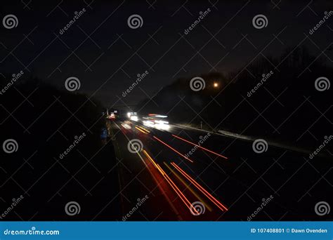 Motorway Light Trails At Night Stock Image Image Of Traffic Light