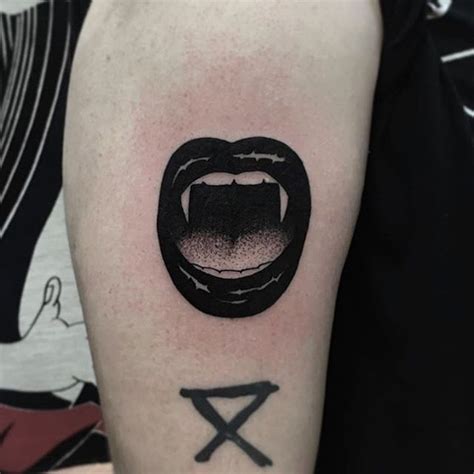 Blackwork Vampire Mouth Tattoo By Thedarlingparlour Mouth Tattoo