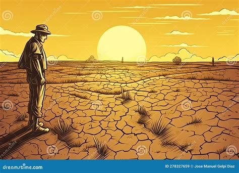 Devastating Drought Illustration. Generative AI Stock Illustration