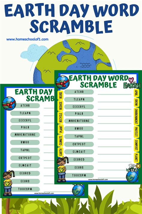 Earth Day Word Scramble Easy And Hard Versions