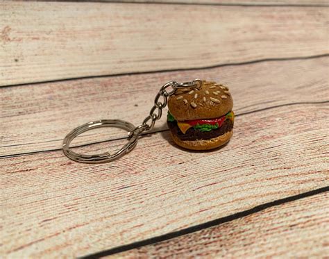 Cheese Burger Charm Miniature Food Jewellery Polymer Clay Etsy Uk