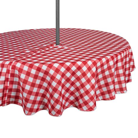 Dii Red Check Outdoor Tablecloth With Zipper Round Walmart Com
