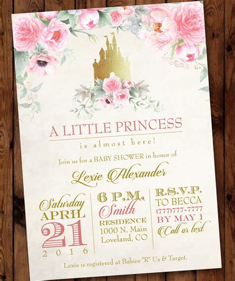 Pink Princess Invitationprincess Baby Shower Etsy Princess Baby