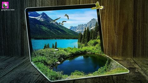 Lake On Laptop 3d Photo Manipulation In Photoshop Photoshop