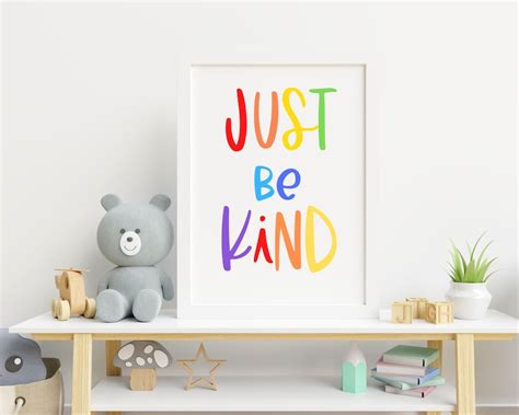 Be Kind Poster Rainbow Colored Wall Art Kindness Print Etsy
