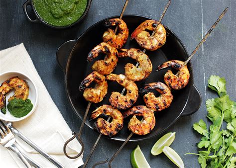 grilled coconut curry shrimp skewers with cilantro chutney andrew zimmern