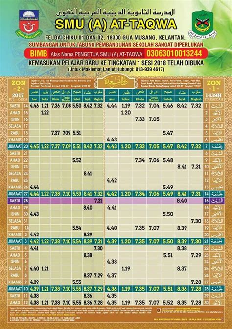 Waktu solat 16 julai 2021 , 6 zulhijjah 1442h. Waktu Subuh Zon 1 Kelantan