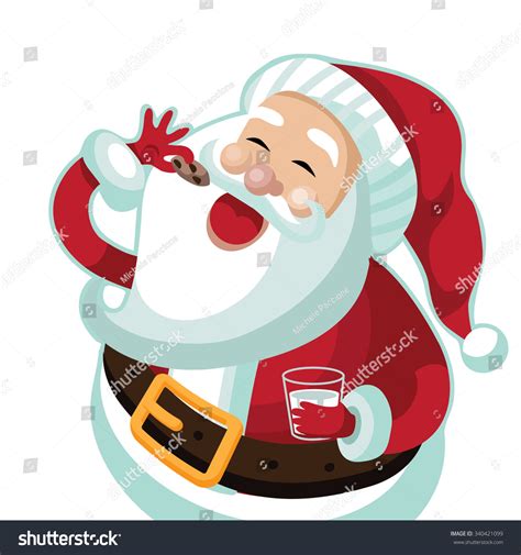 Santa Claus Eating Christmas Cookie Eps Stock Vector 340421099