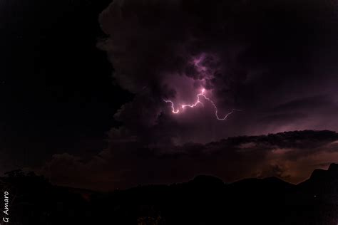 Wallpaper Thunderstorm Lightning Flash Clouds Purple Dark Hd