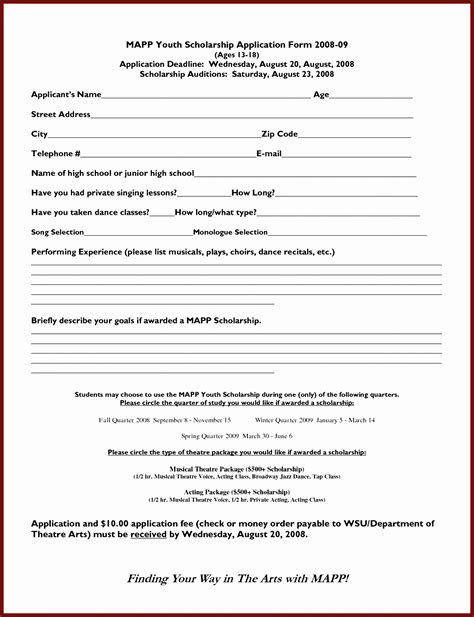10 Scholarship Application Form Template Sampletemplatess